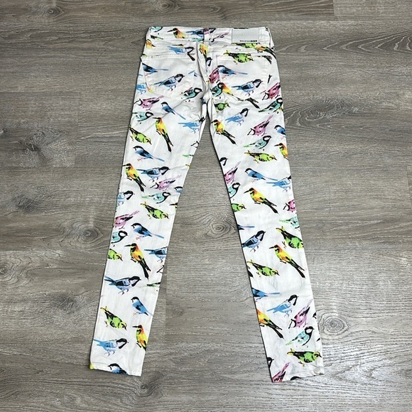 Big Star 1974 Remy Low Rise Fit Skinny Jeans Bird Print White Sz 24 - Picture 6 of 11